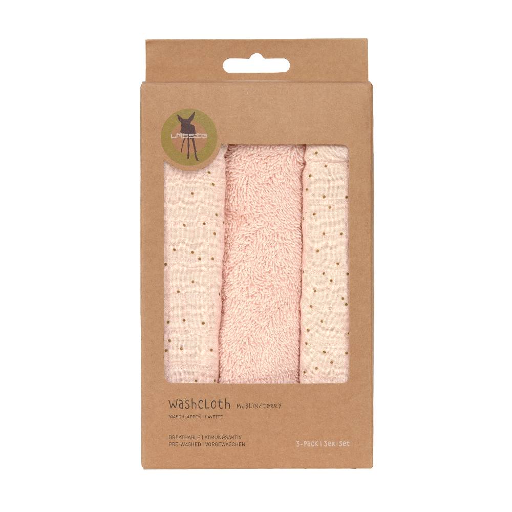 Lässig Musselin Waschlappen Baby 3er Set - Punkte, Rosa Hotsell