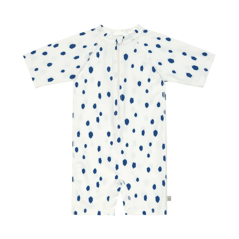 Lässig Schwimmanzug Kinder Kurzarm (UV Schutz) - Punkte, Blau Weiß