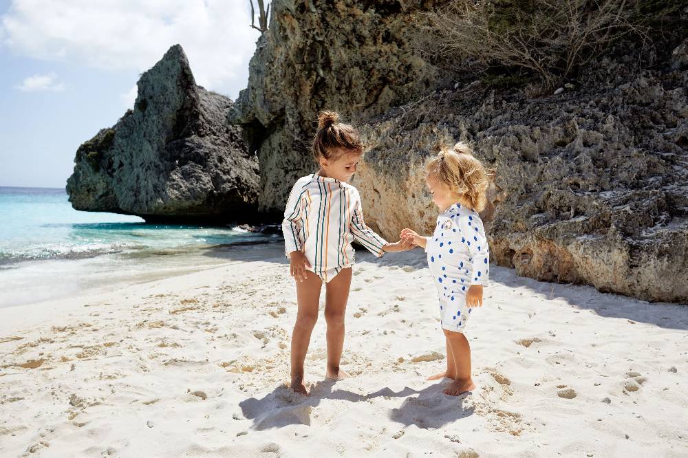 Lässig Schwimmanzug Kinder Kurzarm (UV Schutz) - Punkte, Blau Weiß Bestseller
