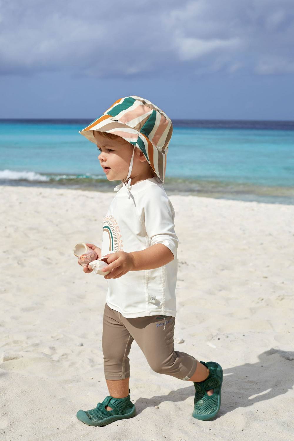 Lässig Sonnenhut Kinder (UV Schutz) - Wellen, Pink Weiß Letzte 2 Tage