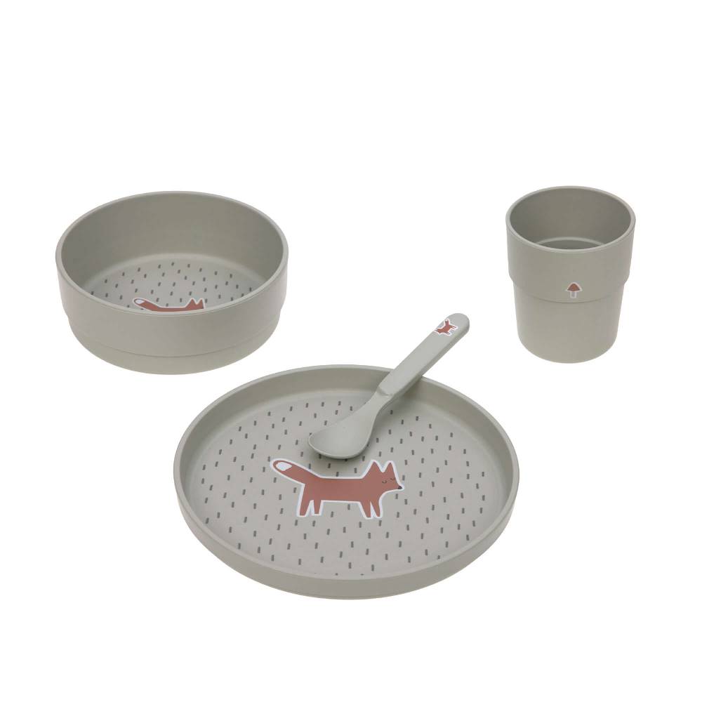 Lässig Kindergeschirr Set (Teller - Schüssel - Becher - Löffel), Little Forest Fuchs