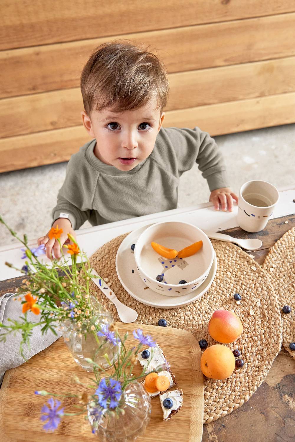 Lässig Kindergeschirr Set (Teller - Schüssel - Becher - Löffel), Little Mateys Royal Blau Super Rabatt
