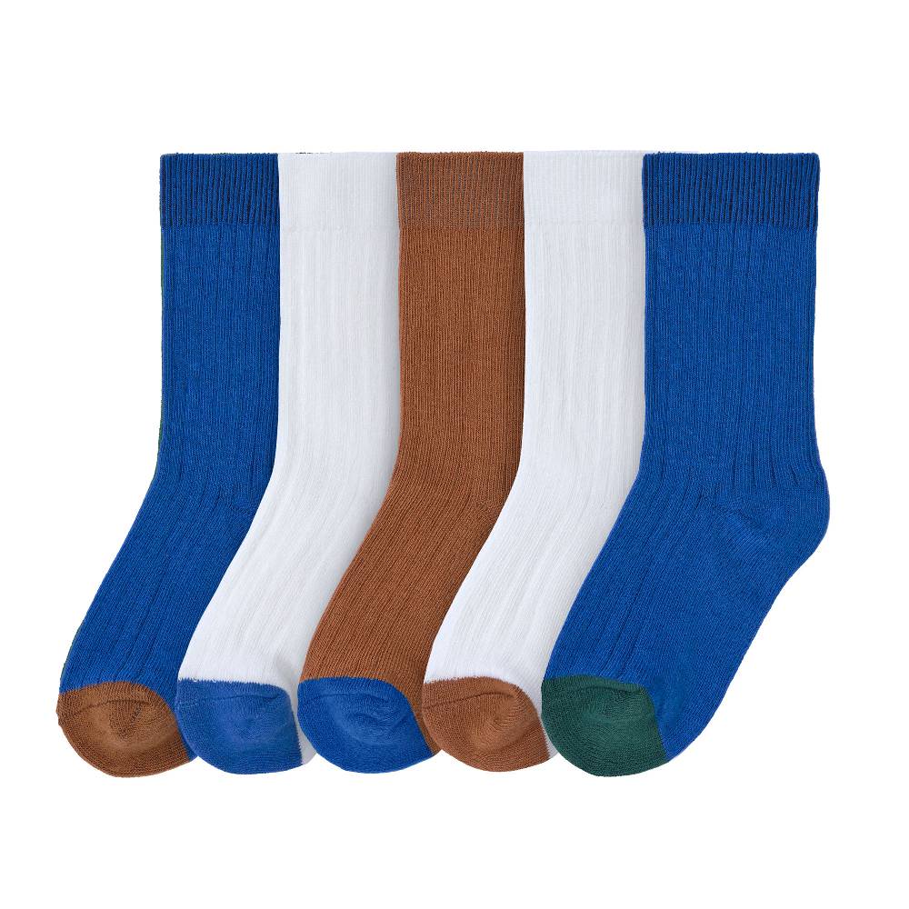 Lässig Kinder Socken 5er Set - Little Gang, Blau Weiß Karamell