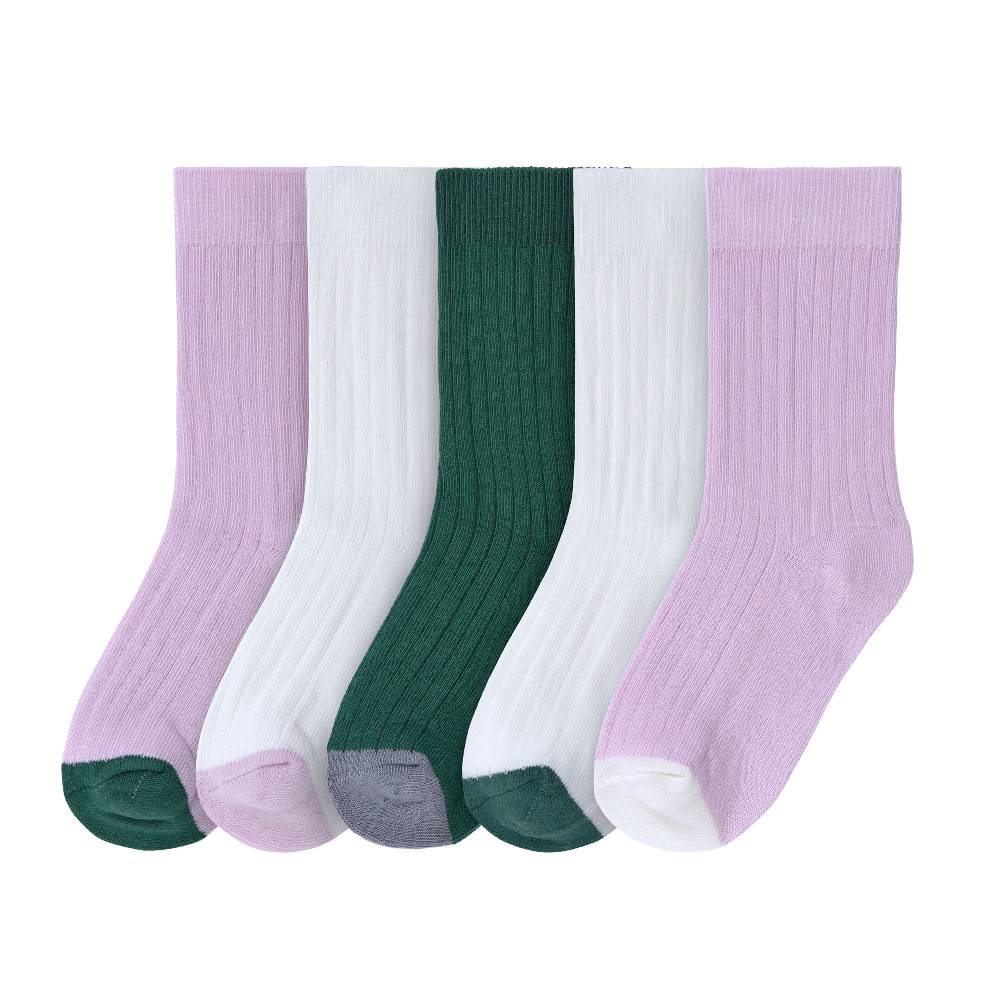 Lässig Kinder Socken 5er Set - Little Gang, Lila Weiß Grün