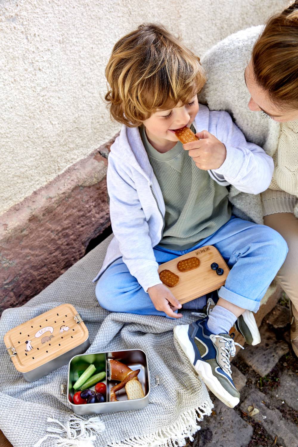 Lässig Brotdose Kinder - Edelstahl Lunchbox, Happy Prints Fabrikpreis