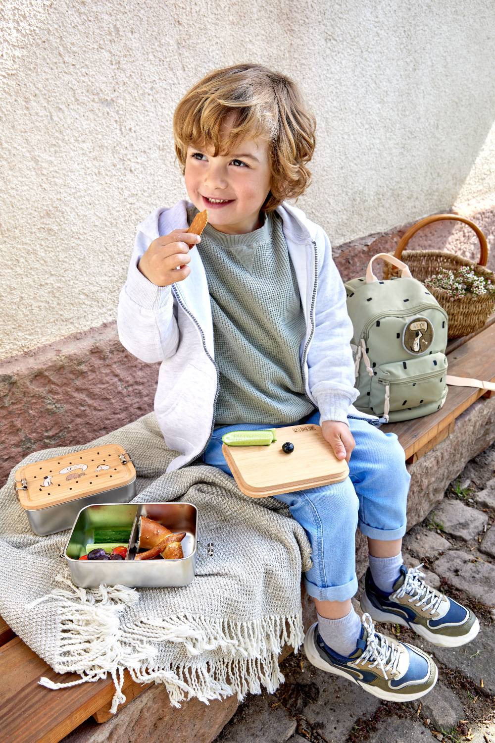 Lässig Brotdose Kinder - Edelstahl Lunchbox, Nature Sonderangebot