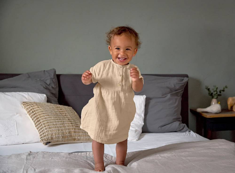 Lässig Kinderkleid - Bio Baumwolle, Nature, Beige Osterangebot