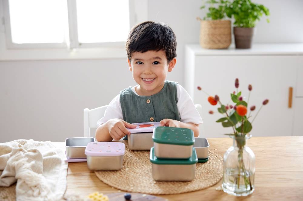 Lässig Snackbox Kinder (3er Set) - Edelstahl Brotdose Happy Rascals, Smile Preisnachlass