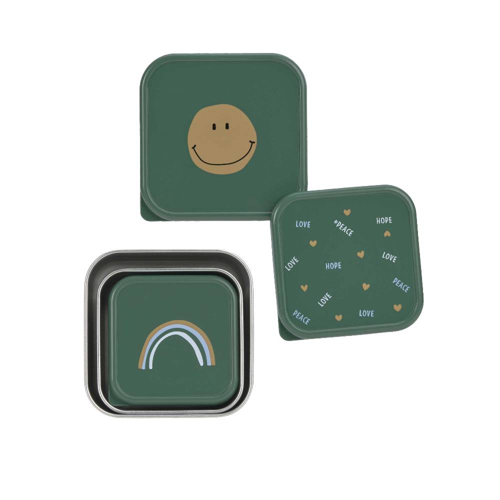 Lässig Snackbox Kinder (3er Set) - Edelstahl Brotdose Happy Rascals, Smile Preisnachlass