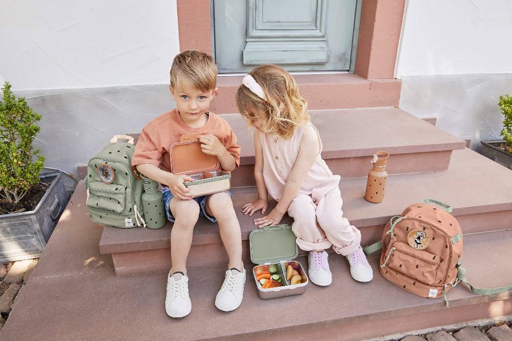 Lässig Brotdose Kinder - Edelstahl Lunchbox, Happy Prints Oliv Saisonale Angebote