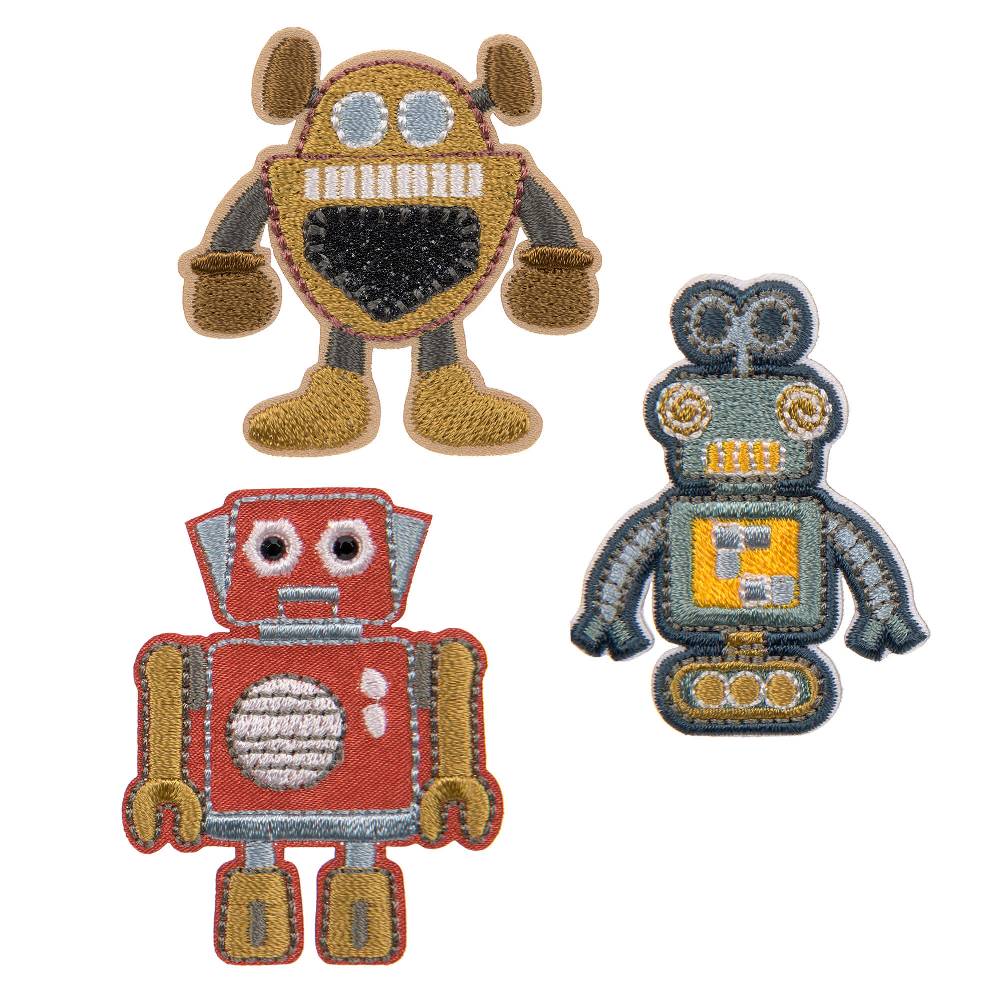 Lässig Textil-Sticker (3 Stk) - Schul Set Unique, Roboter