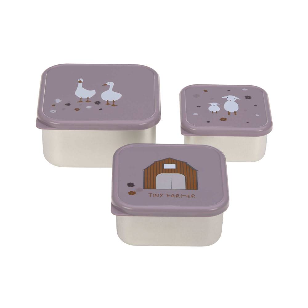 Lässig Snackbox Kinder (3er Set) - Edelstahl Brotdose, Tiny Farmer Lila Black Friday Preise