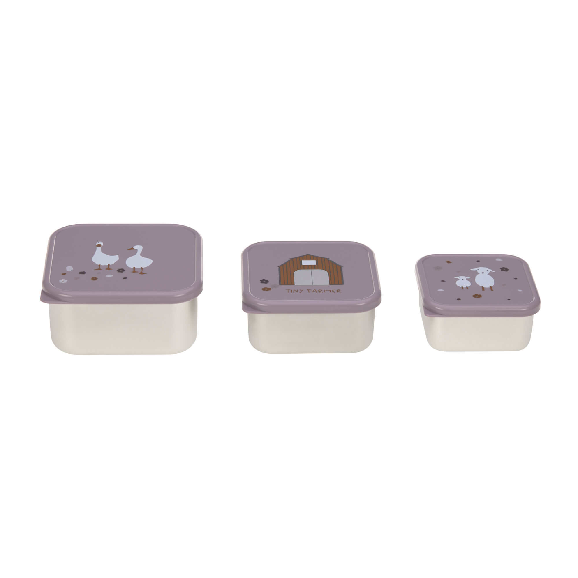 Lässig Snackbox Kinder (3er Set) - Edelstahl Brotdose, Tiny Farmer Lila Black Friday Preise