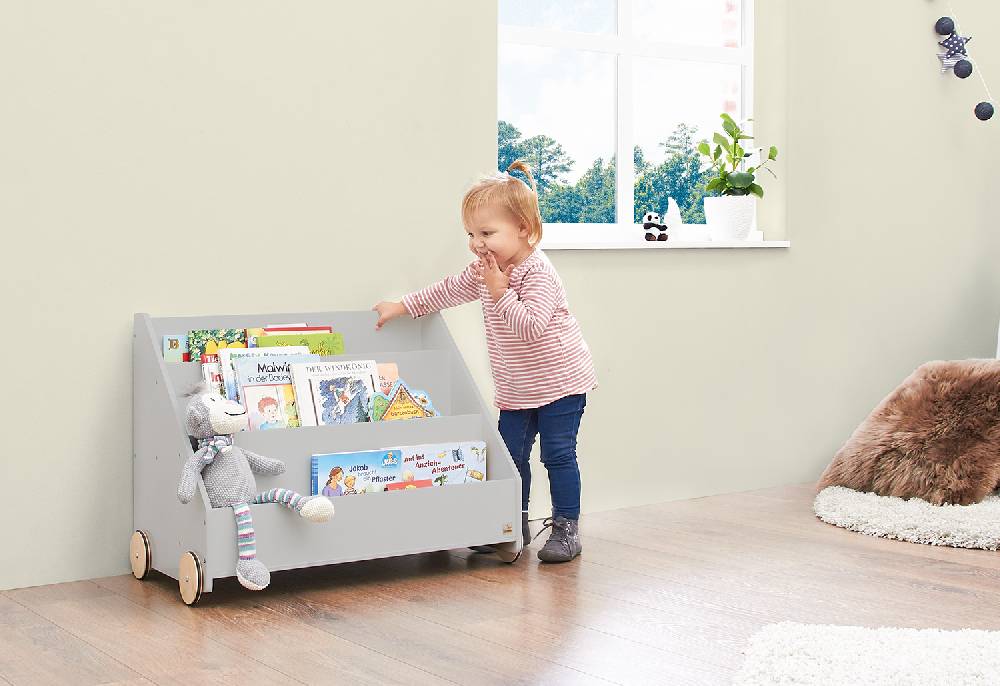 Pinolino Kinderbücherregal mit Rollen 'Lasse', grau Bis zu 60% Rabatt
