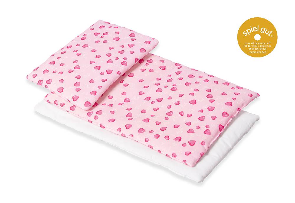 Pinolino Puppenbettzeug für Puppenbetten 'Herzchen', rosa, 3-tlg Bis zu 50% Rabatt
