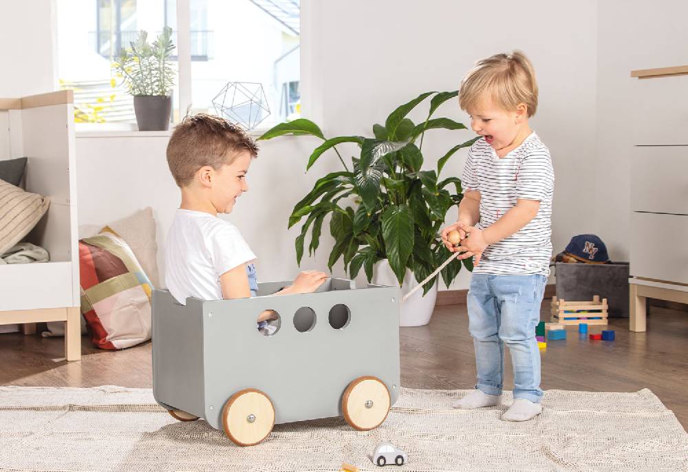 Pinolino Spielzeugkiste mit Rollen 'Jim', grau Discount Store für neue Produkte