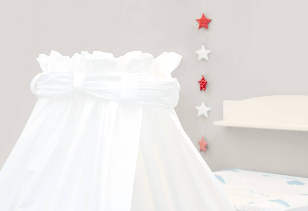 Pinolino Perkal-Himmel für Kinderbetten, weiß - Auslaufartikel 50% Rabatt für begrenzte Zeit