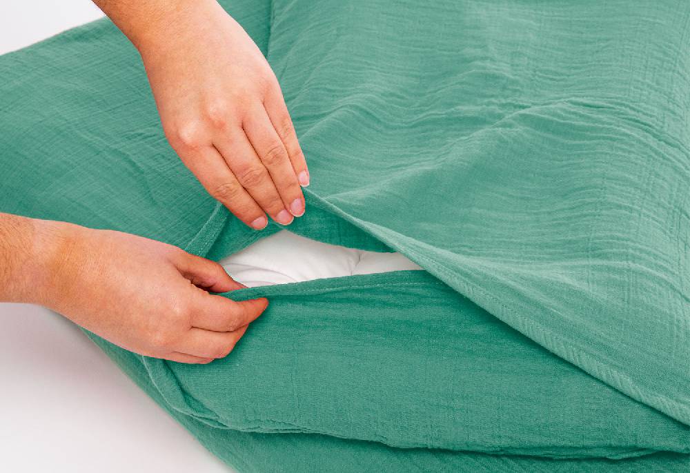 Pinolino Musselin-Bettwäsche für Kinderbetten, grün, 2-tlg. - Auslaufartikel Outlet