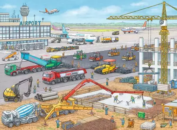 Ravensberger Matratzen Kinderpuzzle ab 6 Jahren - Baustelle am Flughafen - 100 Teile Kostenloser Versand international