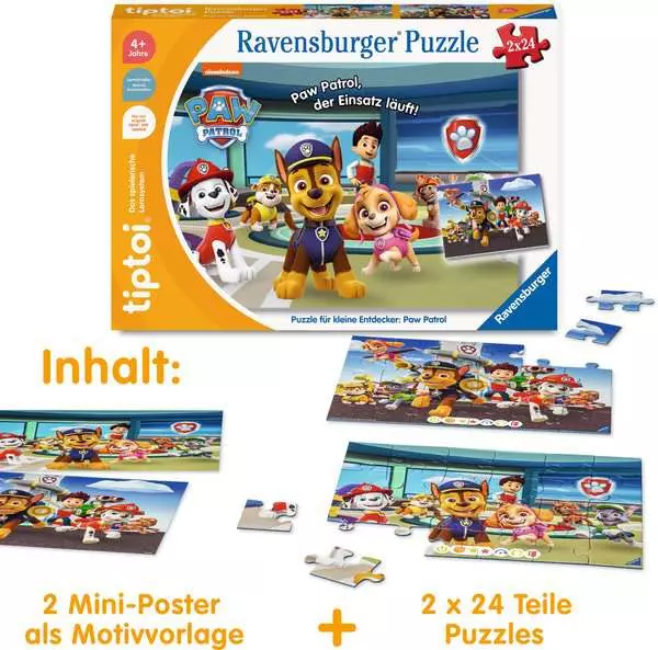 Ravensberger Matratzen Kinderpuzzle ab 4 Jahren - tiptoi® Puzzle für kleine Entdecker: Paw Patrol - 24 Teile Verkauf