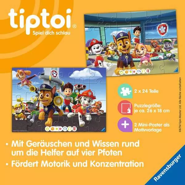 Ravensberger Matratzen Kinderpuzzle ab 4 Jahren - tiptoi® Puzzle für kleine Entdecker: Paw Patrol - 24 Teile Verkauf