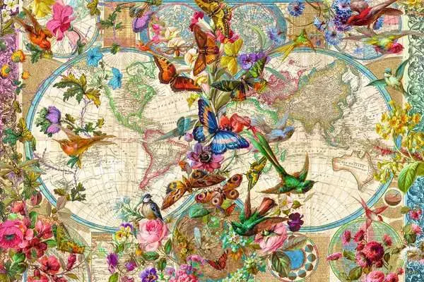 Ravensberger Matratzen Puzzle 3000 Teile - Weltkarte mit Schmetterlingen Limitierter Zeitrabatt