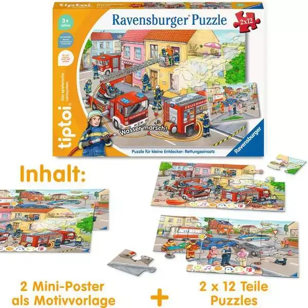 Ravensberger Matratzen Kinderpuzzle ab 3 Jahren - tiptoi® Puzzle für kleine Entdecker: Rettungseinsatz - 12 Teile Günstig kaufen