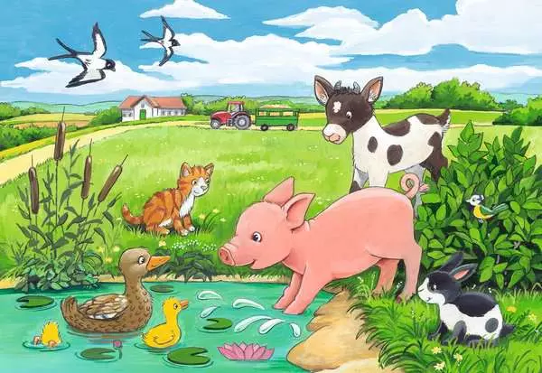 Ravensberger Matratzen Kinderpuzzle ab 3 Jahren - Tierkinder auf dem Land - 12 Teile Begrenztes Angebot