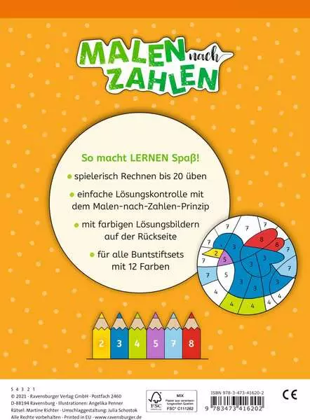 Ravensberger Matratzen Malen nach Zahlen, 1. Kl.: Rechnen bis 20 Exklusivangebot