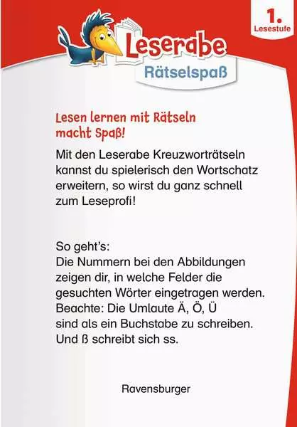 Ravensberger Matratzen Leserabe: Kreuzworträtsel zum Lesenlernen (1. Lesestufe) Top Angebot