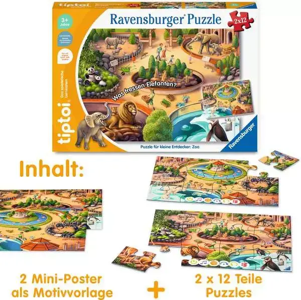 Ravensberger Matratzen Kinderpuzzle ab 3 Jahren - tiptoi® Puzzle für kleine Entdecker: Zoo - 12 Teile Saisonale Angebote