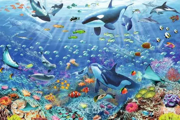 Ravensberger Matratzen Puzzle 3000 Teile - Bunter Unterwasserspaß Lagerräumung