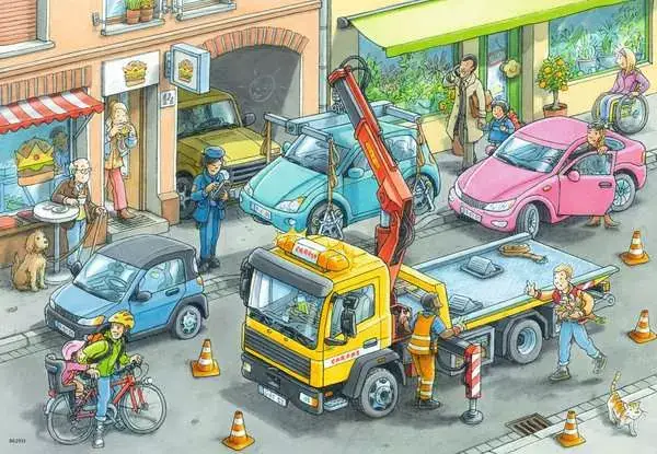 Ravensberger Matratzen Kinderpuzzle ab 4 Jahren - Müllabfuhr und Abschleppwagen - 24 Teile Neuheiten