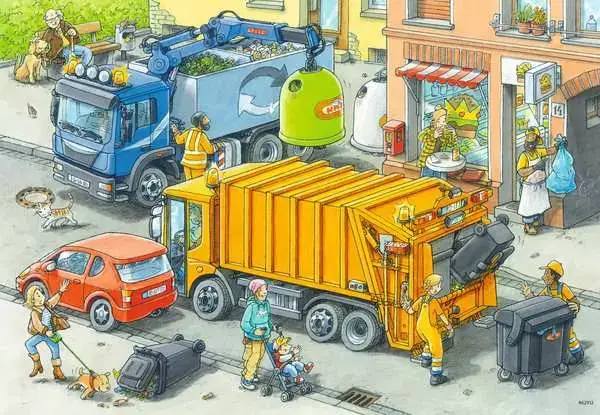 Ravensberger Matratzen Kinderpuzzle ab 4 Jahren - Müllabfuhr und Abschleppwagen - 24 Teile Neuheiten