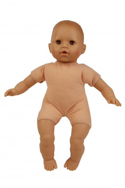 Schildkröt Manufaktur Baby Amy 45 cm mit Schnuller, Malhaar, braune Schlafaugen, Kleidung winterlich Fabrikladen