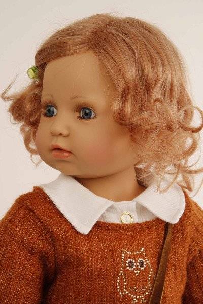 Schildkröt Manufaktur Puppe Anna-Maria 70 cm stehend von Brigitte Paetsch braune Haare, Kleidung rose/rot/weiss Blitzverkäufe