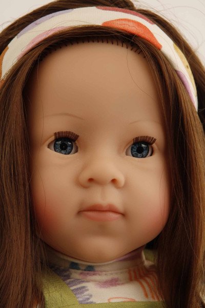 Schildkröt Manufaktur Puppe Elli 52 cm braune Haare, blaue Schlafaugen, Kleidung City-Love Rabatt