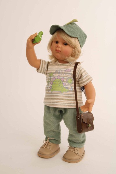 Schildkröt Manufaktur Puppe Müller-Wichtel Willy 30 cm blonde Haare, Kleidung Dino Tiefpreis