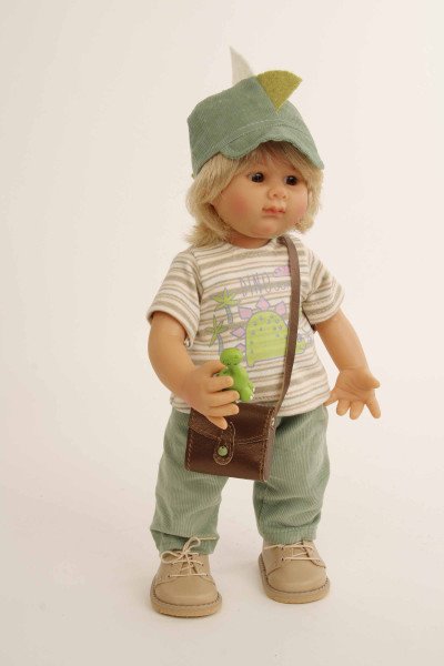 Schildkröt Manufaktur Puppe Müller-Wichtel Willy 30 cm blonde Haare, Kleidung Dino Tiefpreis