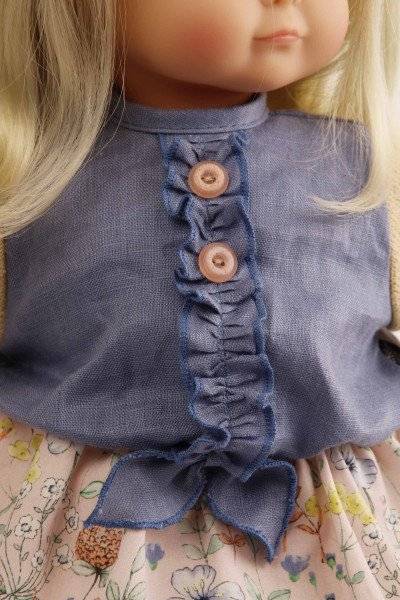 Schildkröt Manufaktur Puppe Schlummerle 37 cm blonde Haare, blaue Schlafaugen, Blumenkleidung rose/bleu Letzte 3 Tage