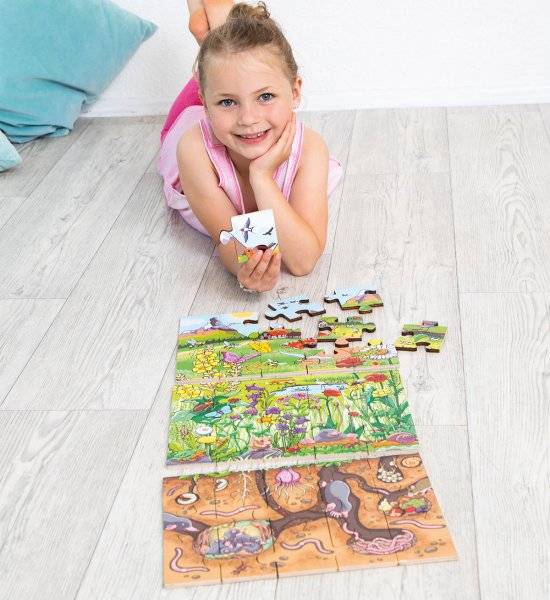Schildkröt Manufaktur Boden-Puzzle "Entdecke die Blumenwiese" by Beleduc 50% Rabatt für begrenzte Zeit