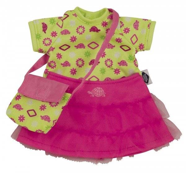 Schildkröt Manufaktur Stoffpuppe Emmeline 30 cm, gesticktes Gesicht, Kleidung pink/grün Versandkostenfrei