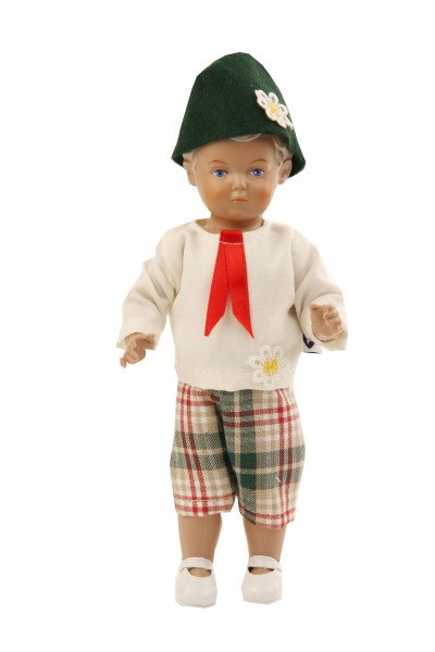 Schildkröt Manufaktur Puppe Hans 18 cm blonde Malhaare, Trchtenkleidung Sonderangebot der Fabrik