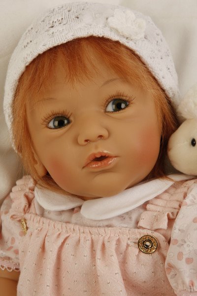 Schildkröt Manufaktur Puppe Rosalie 50 cm von Gudrun Legler, rote Haare, Kleidung rose/weiss Discount Store für neue Produkte
