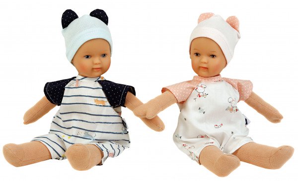 Schildkröt Manufaktur Overall mit Mütze zu Puppe Schmuserle 30 cm in blau/weiss Rabatt