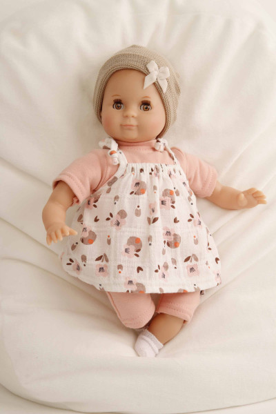 Schildkröt Manufaktur Puppe Schlummerle 32 cm mit Malhaar und braunen Schlafaugen, Kleidung rose/braun JETZT KAUFEN