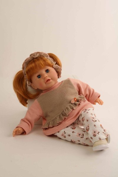 Schildkröt Manufaktur Puppe Susi 45 cm rote Haare, blaue Schlafaugen, Kleidung rose/braun Letzter Tag