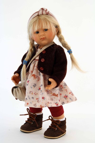 Schildkröt Manufaktur Puppe Müller-Wichtel Maja 30 cm blonde Haare, Kleidung rose/braun Schlussverkauf