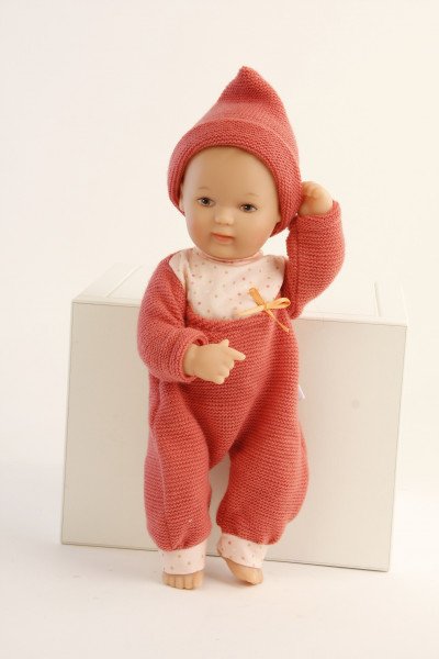 Schildkröt Manufaktur Puppe Mein 1. Baby 28 cm mit Malhaar, braunen Schlafaugen, Strickkleidung rot Große Rabatte