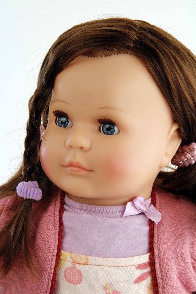 Schildkröt Manufaktur Puppe Hanni 45 cm braune Haare, blaue Schlafaugen, Kleidung Rose/lila Letzte 3 Tage